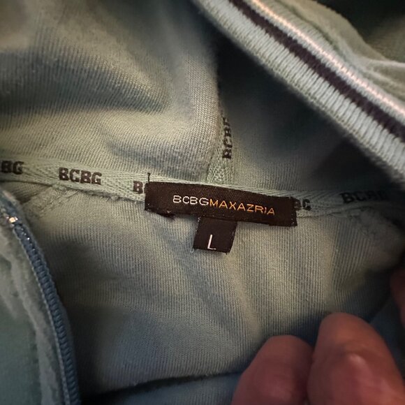 BCBG Max Azria Womens Teal Zip-Up Hoodie Jacket L - Picture 5 of 8